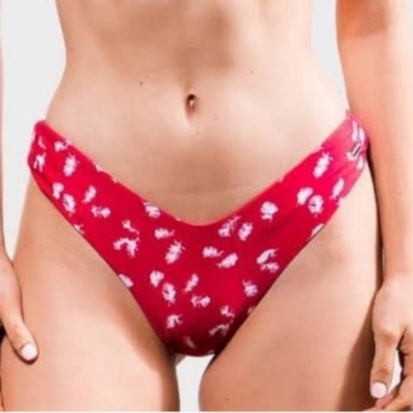 blackbough Red Feather print Bikini bottom size S - Picture 1 of 10